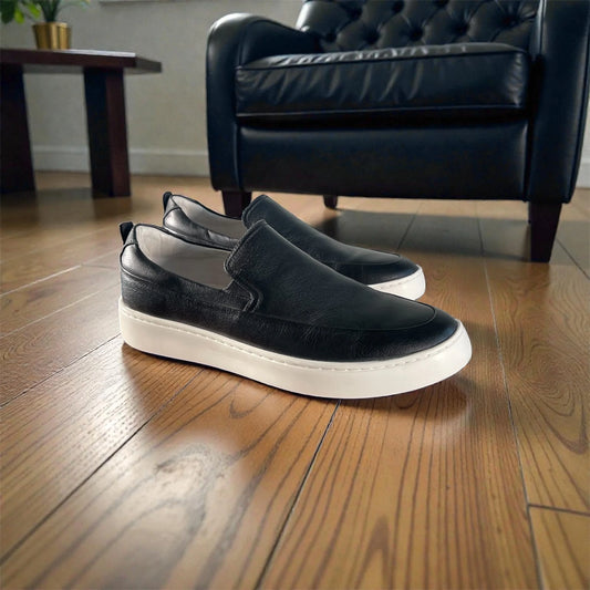 Sapato Iate Masculino Milano Nero em Couro Cabernet