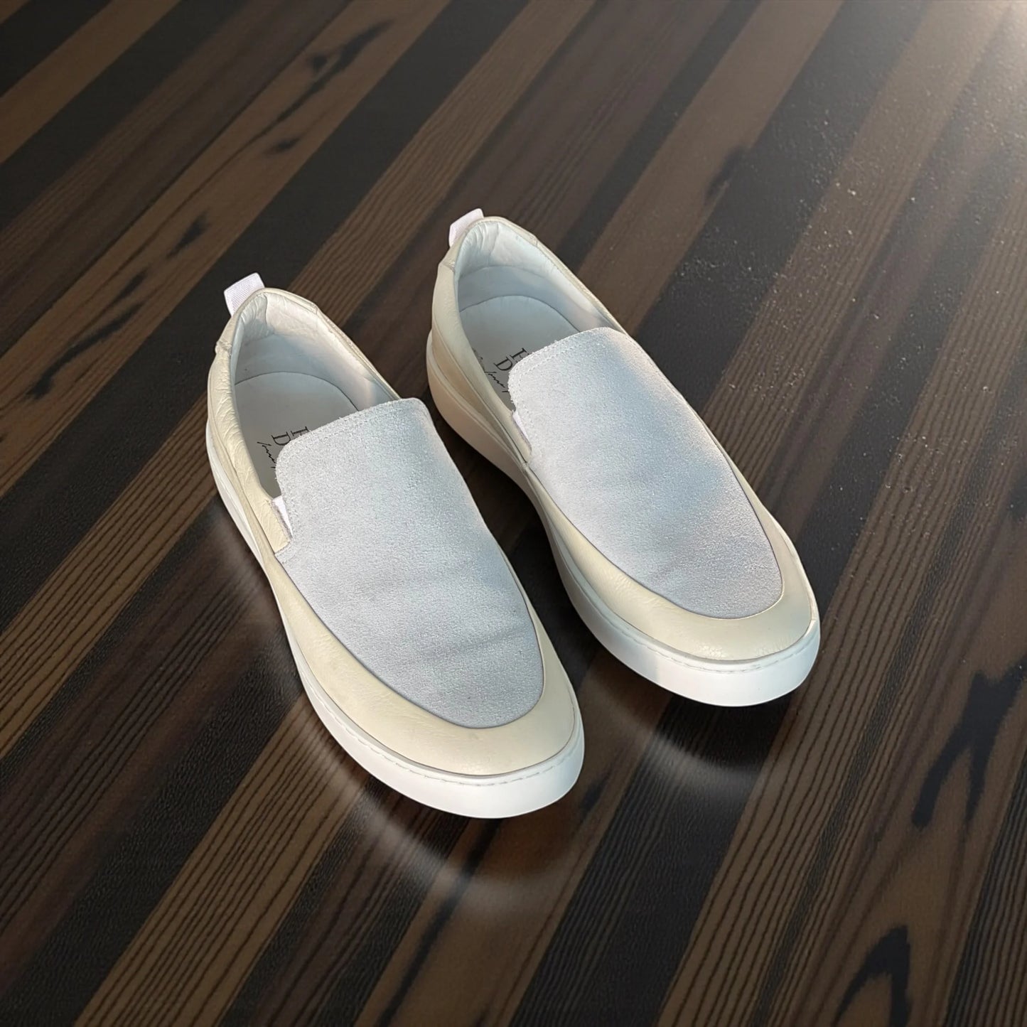 Sapato Iate Masculino Milano Avorio Couro & Camurça Argentina Off-White