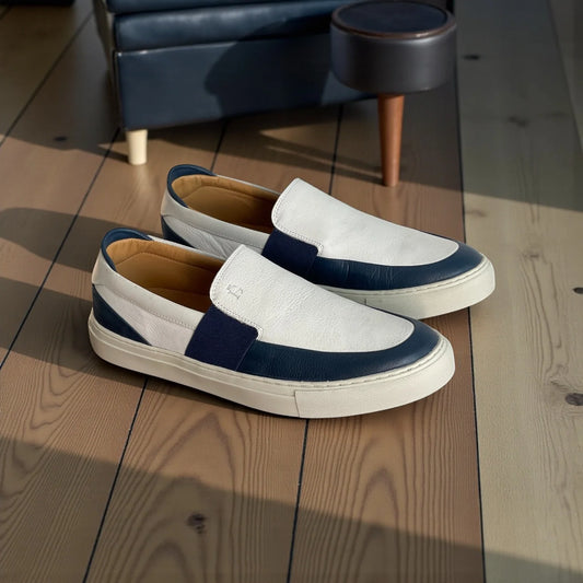Sapato Iate Masculino Portofino Navy em Couro Nobre Bicolor