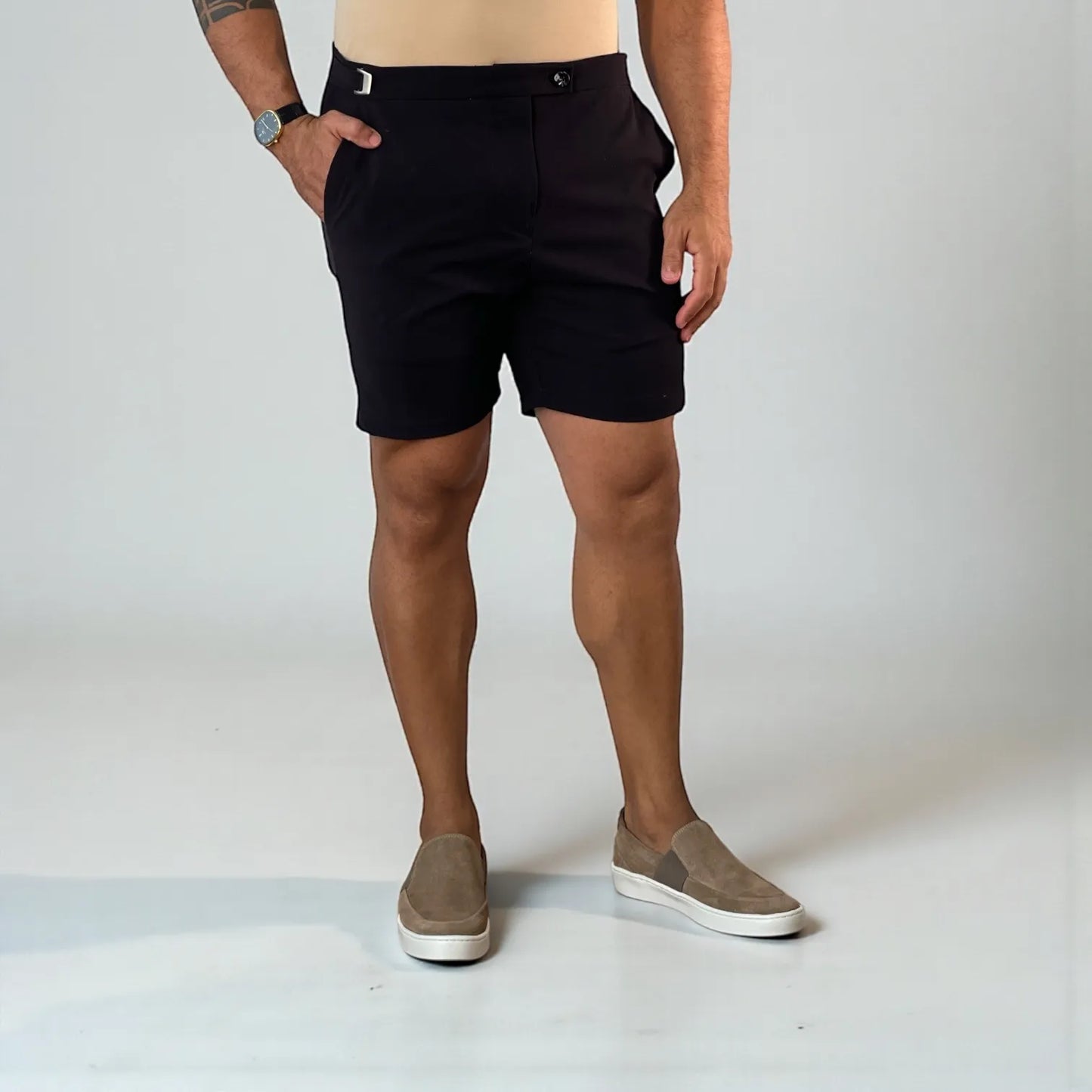 Bermuda Alfaiataria Masculina Preta Essenza Nero Premium
