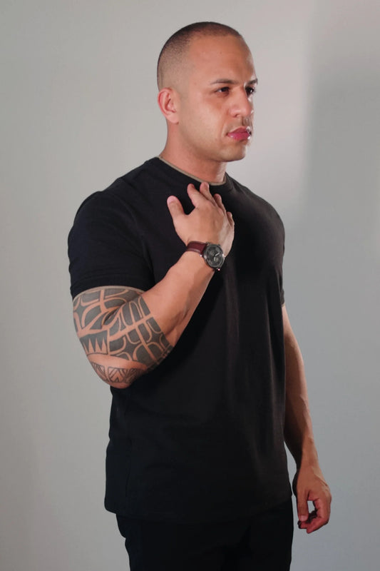 Camiseta Preta/Khaki Piquê Premium D’Grife