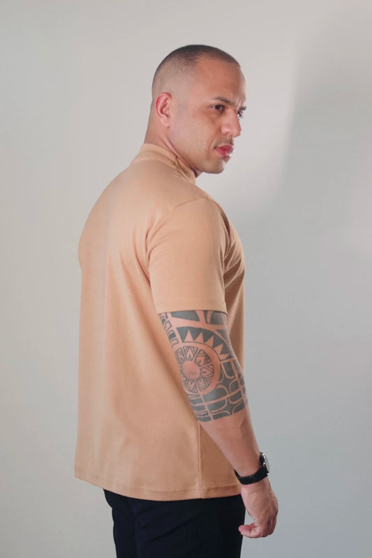 Camiseta Masculina Premium Algodão Egípcio Gola Alta Ocre D’Grife