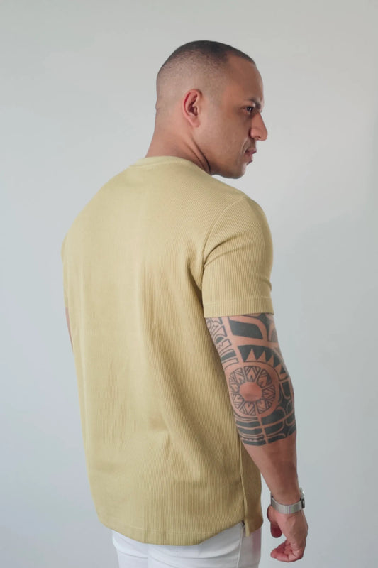 Camiseta Masculina Premium Tricot Canelado Ocre D’Grife