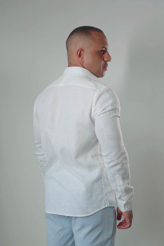 Camisa de Linho Manga Longa Essenza Santorini Branca Slim Fit