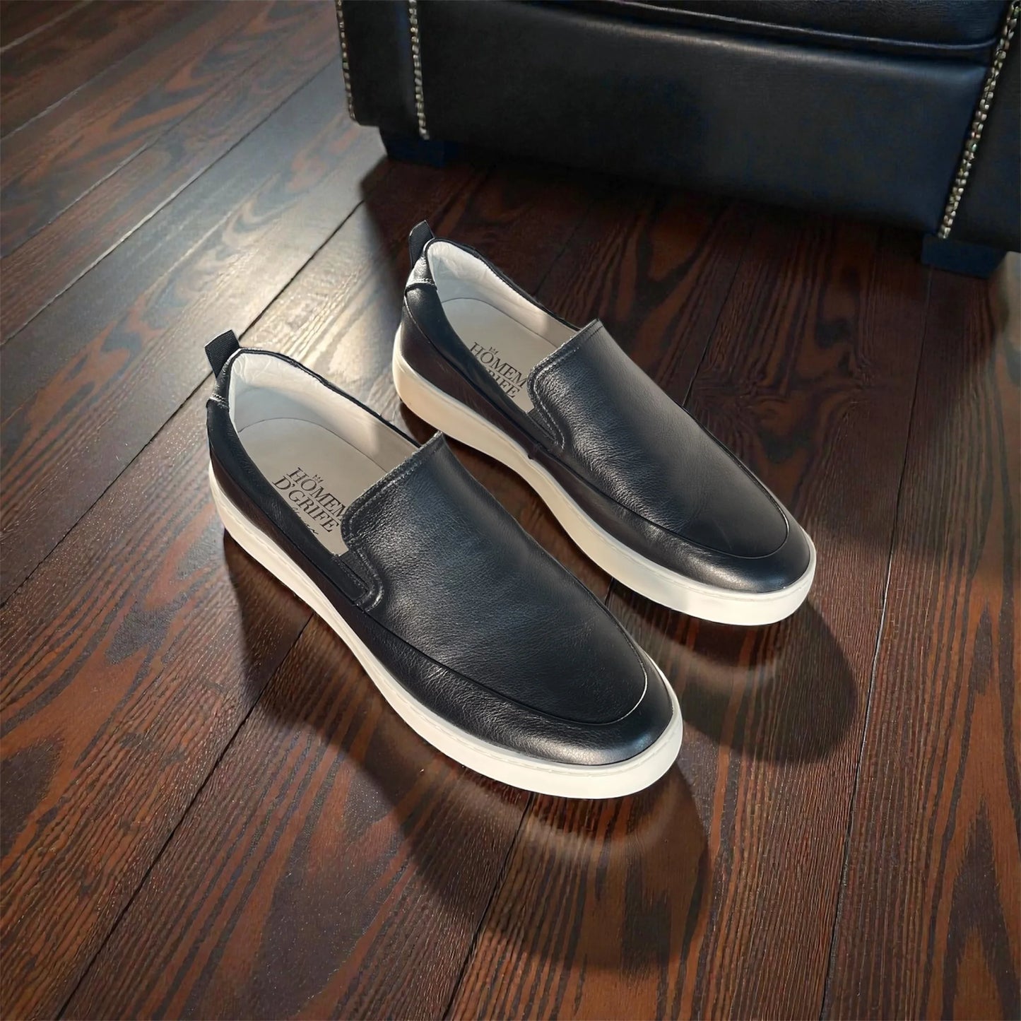 Sapato Iate Masculino Milano Nero em Couro Cabernet