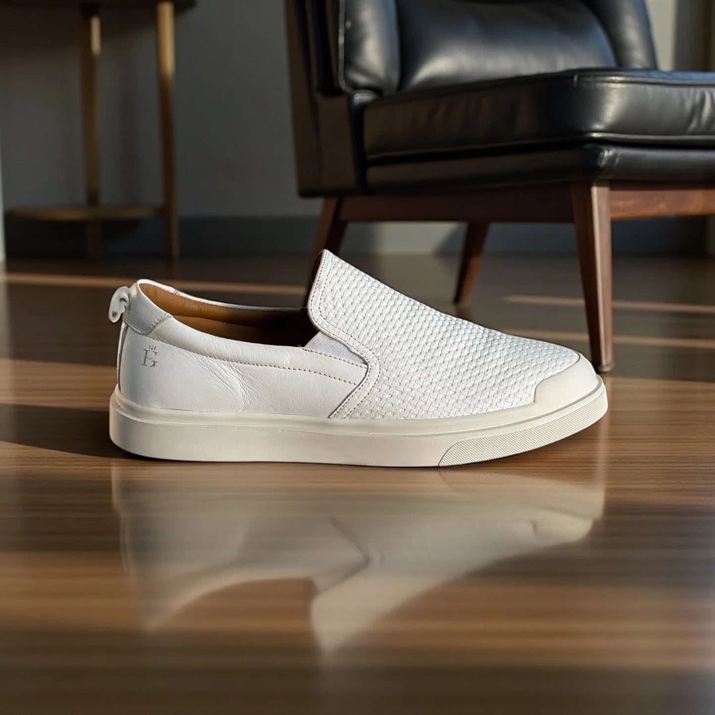 Sapato Iate Masculino Firenze Trissê Bianco em Couro Nobre Trançado
