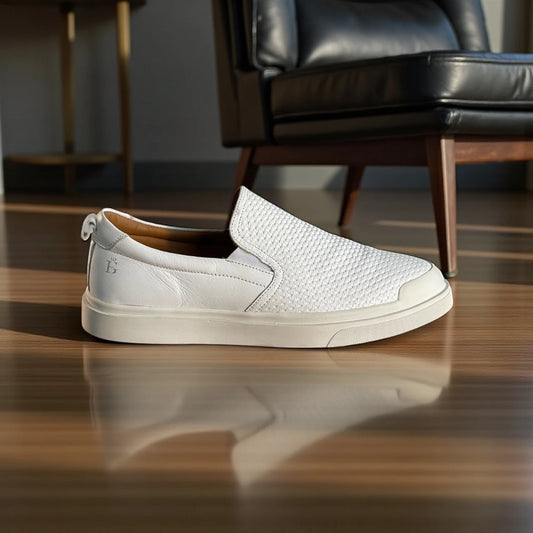 Sapato Iate Masculino Firenze Trissê Bianco em Couro Nobre Trançado