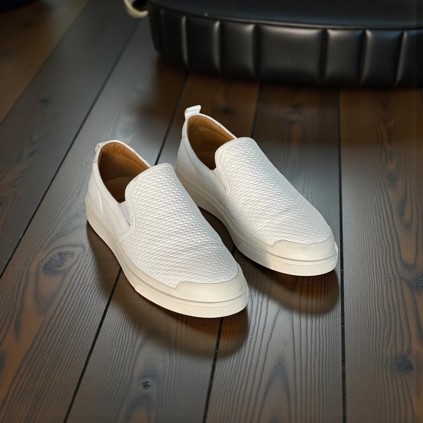 Sapato Iate Masculino Firenze Trissê Bianco em Couro Nobre Trançado