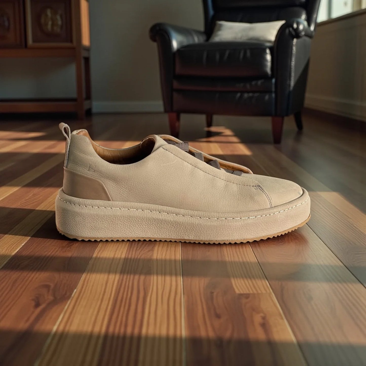 Sneaker Masculino Ravello Ocre em Couro Nobre