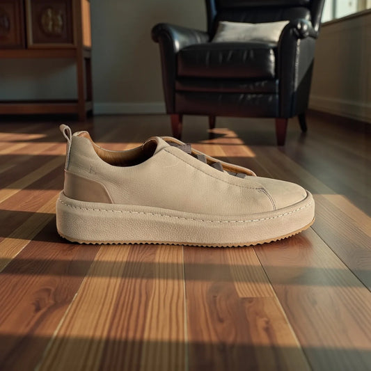 Sneaker Masculino Ravello Ocre em Couro Nobre