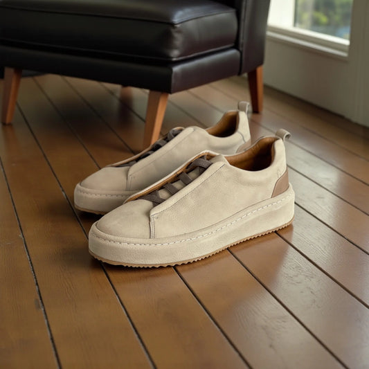 Sneaker Masculino Ravello Ocre em Couro Nobre