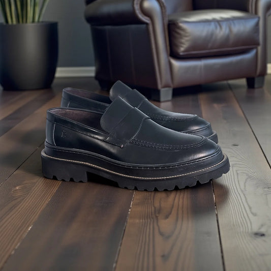 Sapato Loafer Masculino Imperiale Nero em Couro — Homem D’Grife
