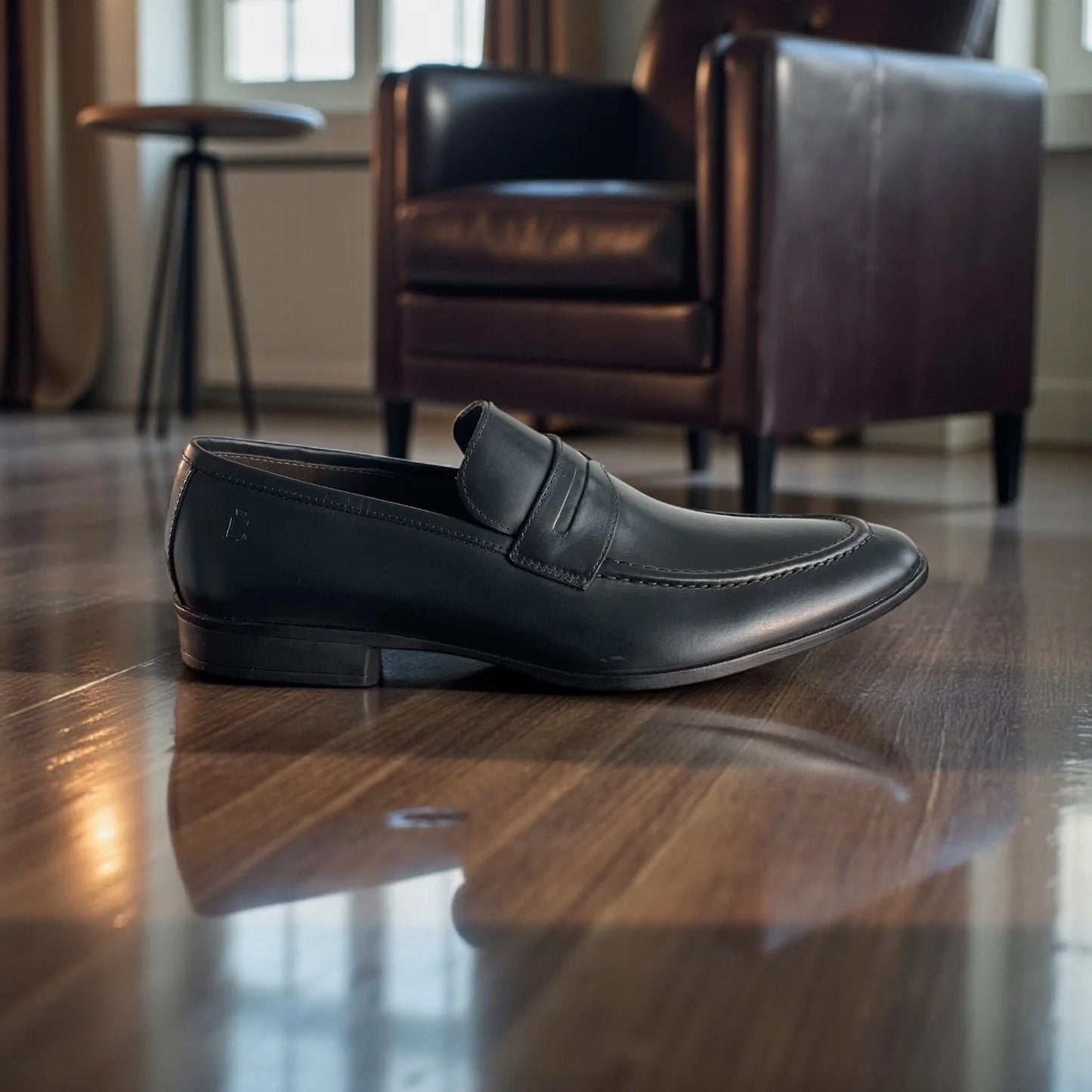 Sapato Loafer Masculino Sovrano Nero em Couro — Homem D’Grife