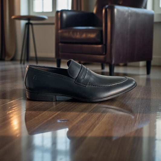 Sapato Loafer Masculino Sovrano Nero em Couro — Homem D’Grife
