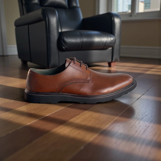 Sapato Derby Masculino Selvaggio Café em Couro — Homem D’Grife