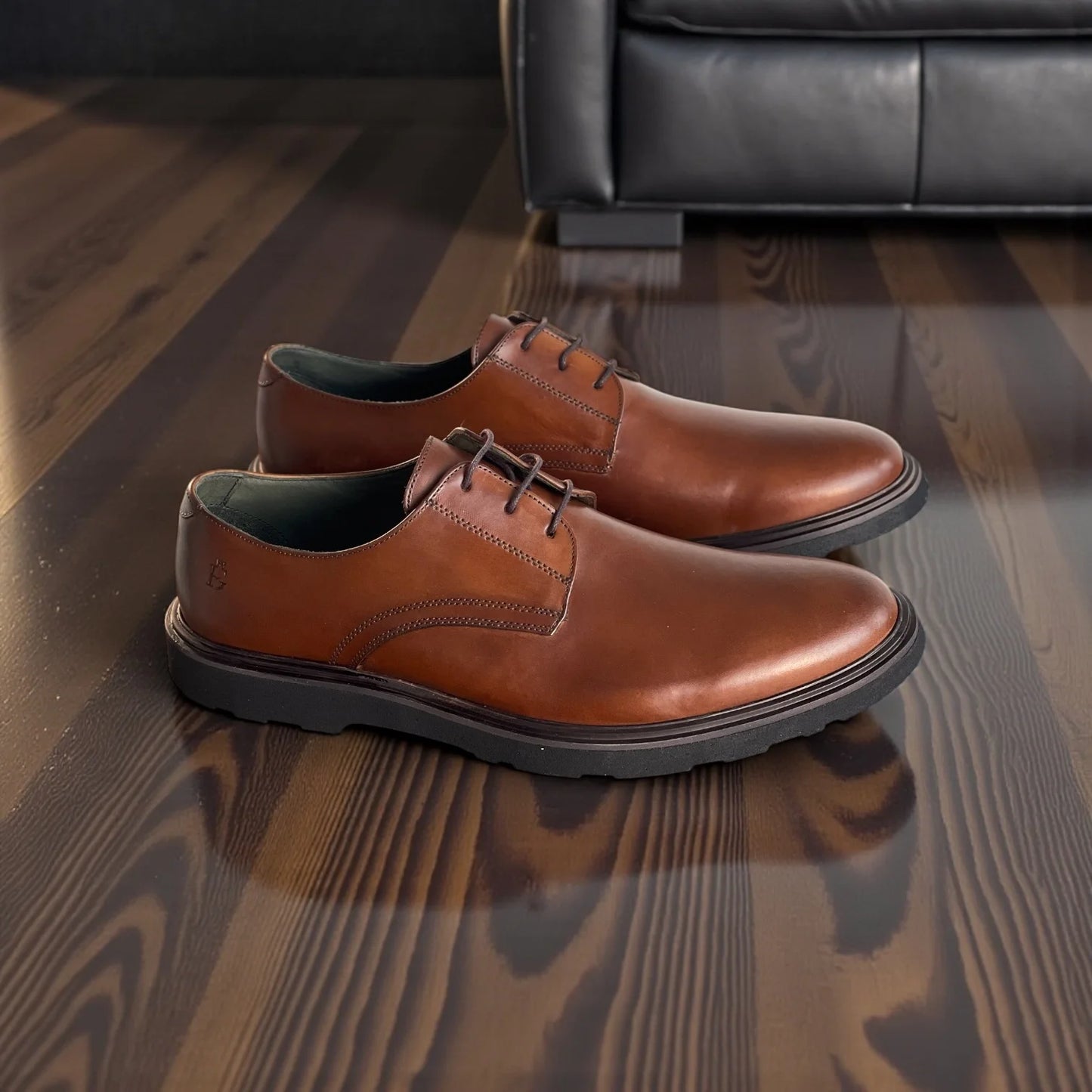 Sapato Derby Masculino Selvaggio Café em Couro — Homem D’Grife