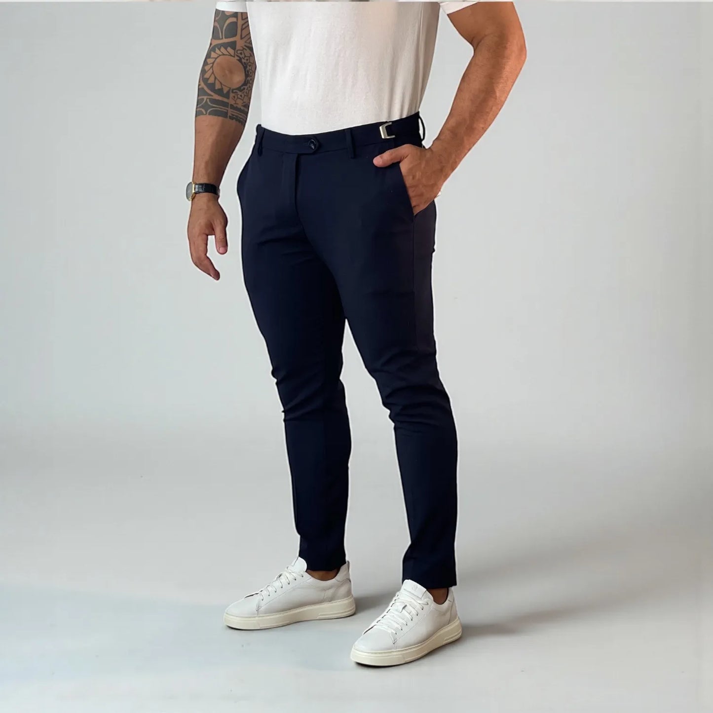 Calça Alfaiataria Masculina Windsor Azul Marinho Super Slim - D’Grife