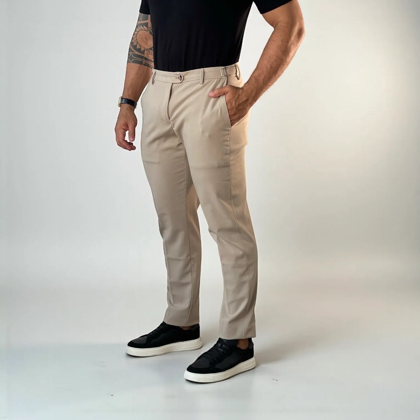 Calça Alfaiataria Masculina Windsor Bege Slim - D’Grife