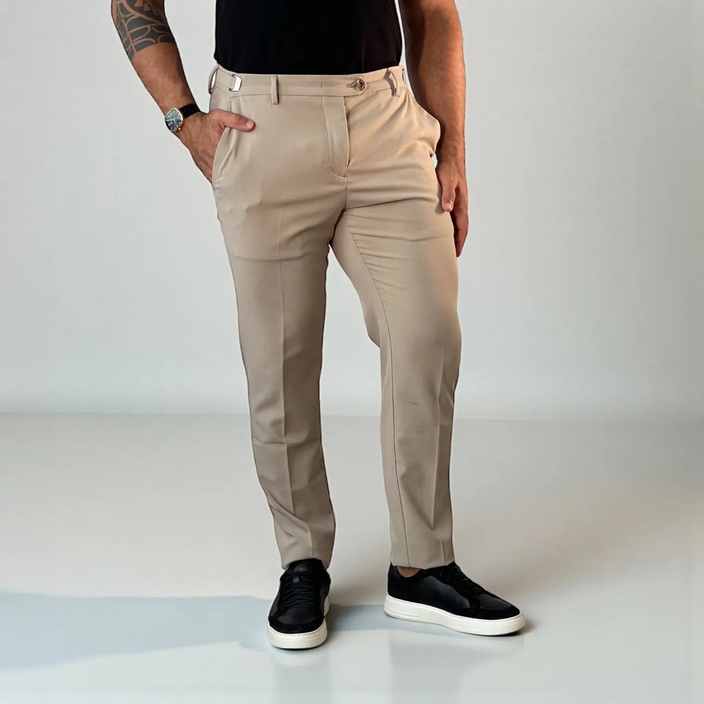 Calça Alfaiataria Masculina Windsor Bege Slim - D’Grife