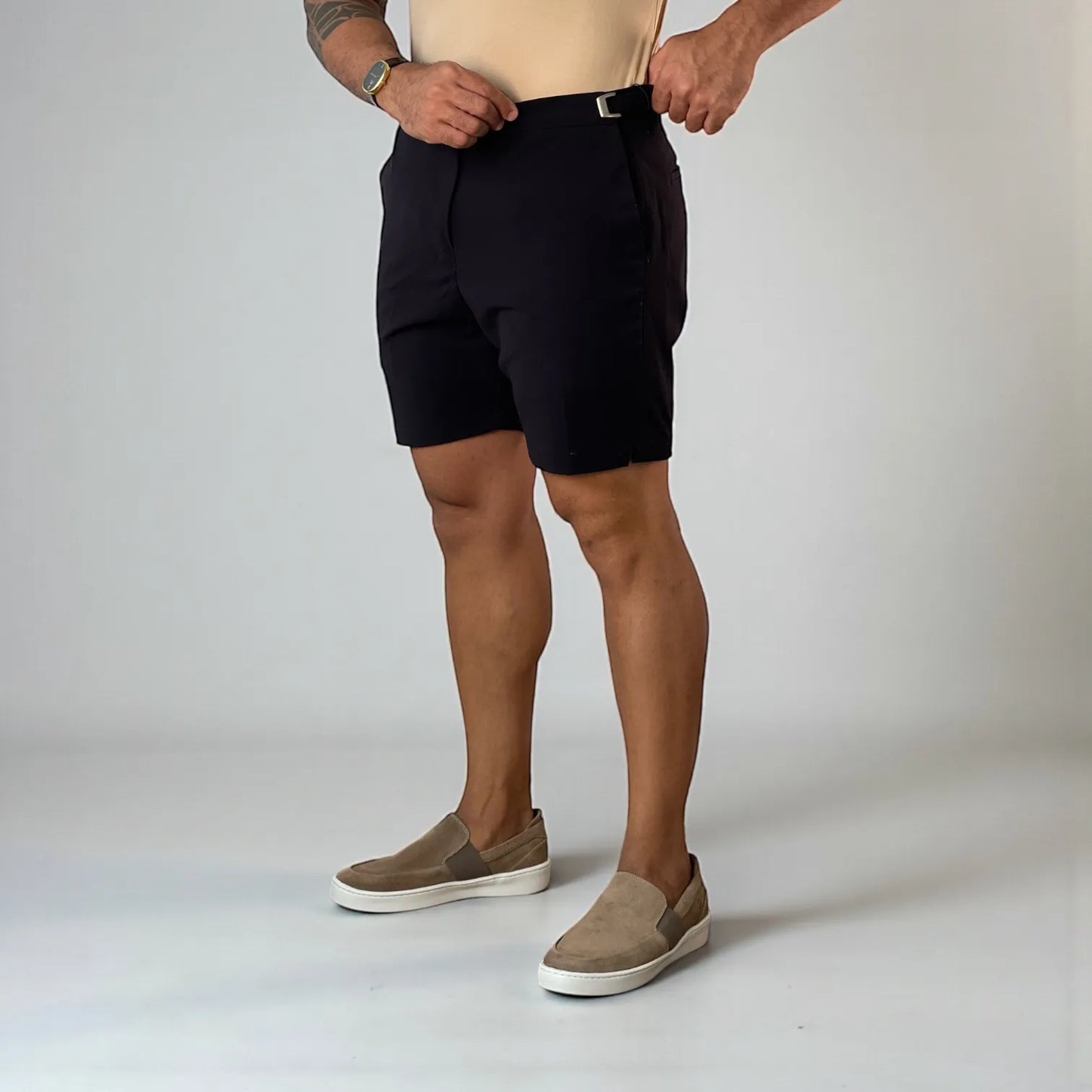 Bermuda Alfaiataria Masculina Preta Essenza Nero Premium