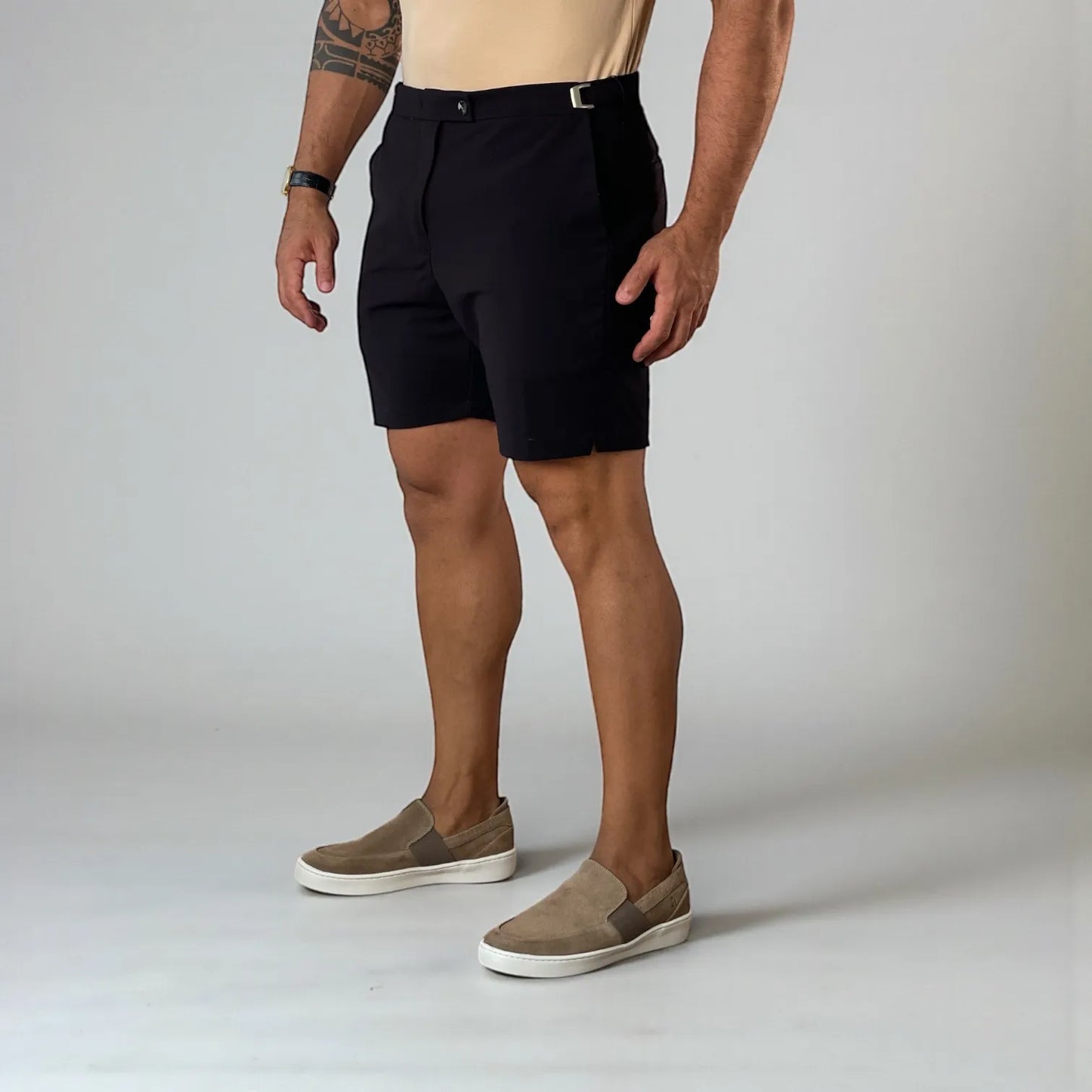 Bermuda Alfaiataria Masculina Preta Essenza Nero Premium