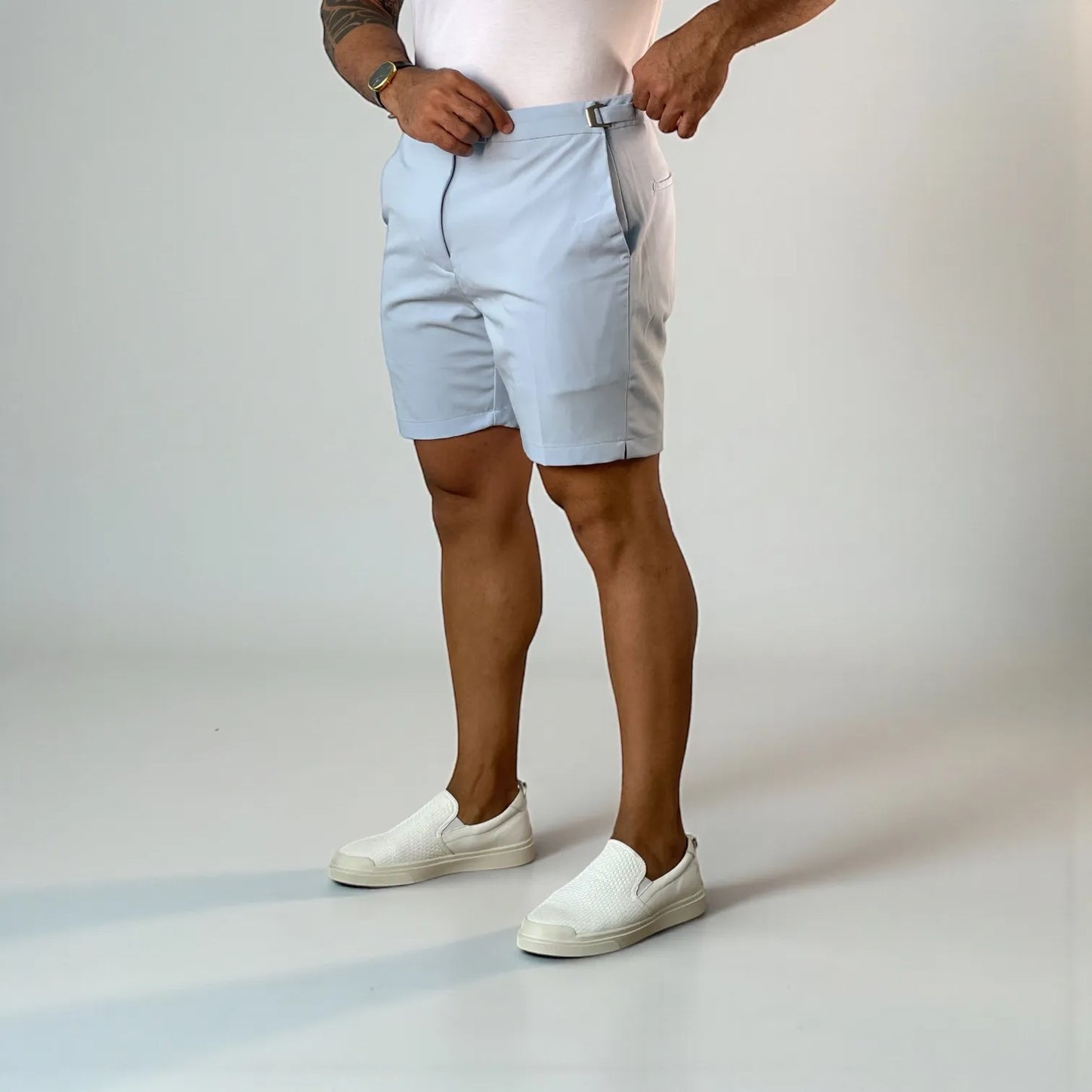Bermuda Alfaiataria Masculina Azul Claro Essenza Azzurro Premium