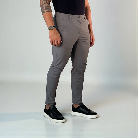 Calça Masculina Slim Tech Cinza em Poliamida Premium