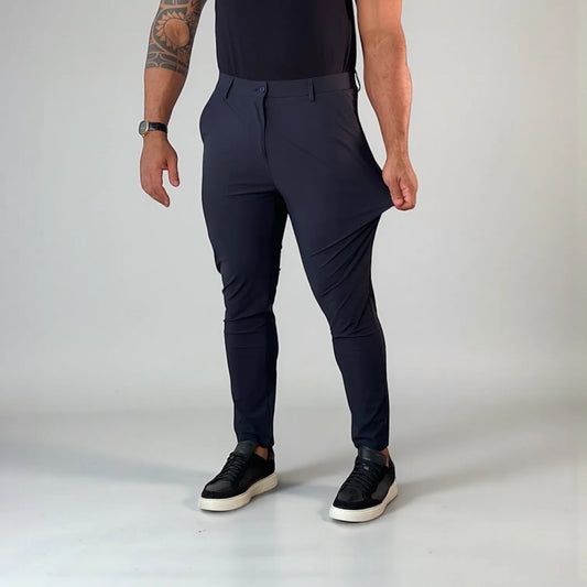 Calça Masculina Slim Tech Azul Marinho em Poliamida Premium