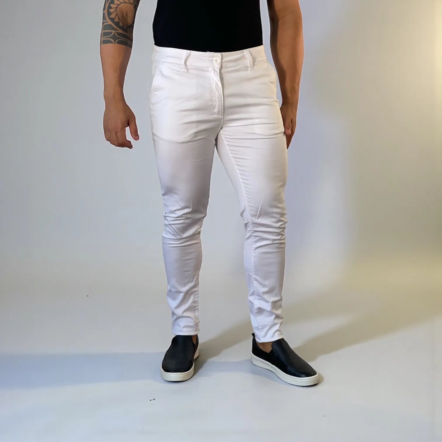 Calça Chino Masculina Milano Slim Branca - D’Grife