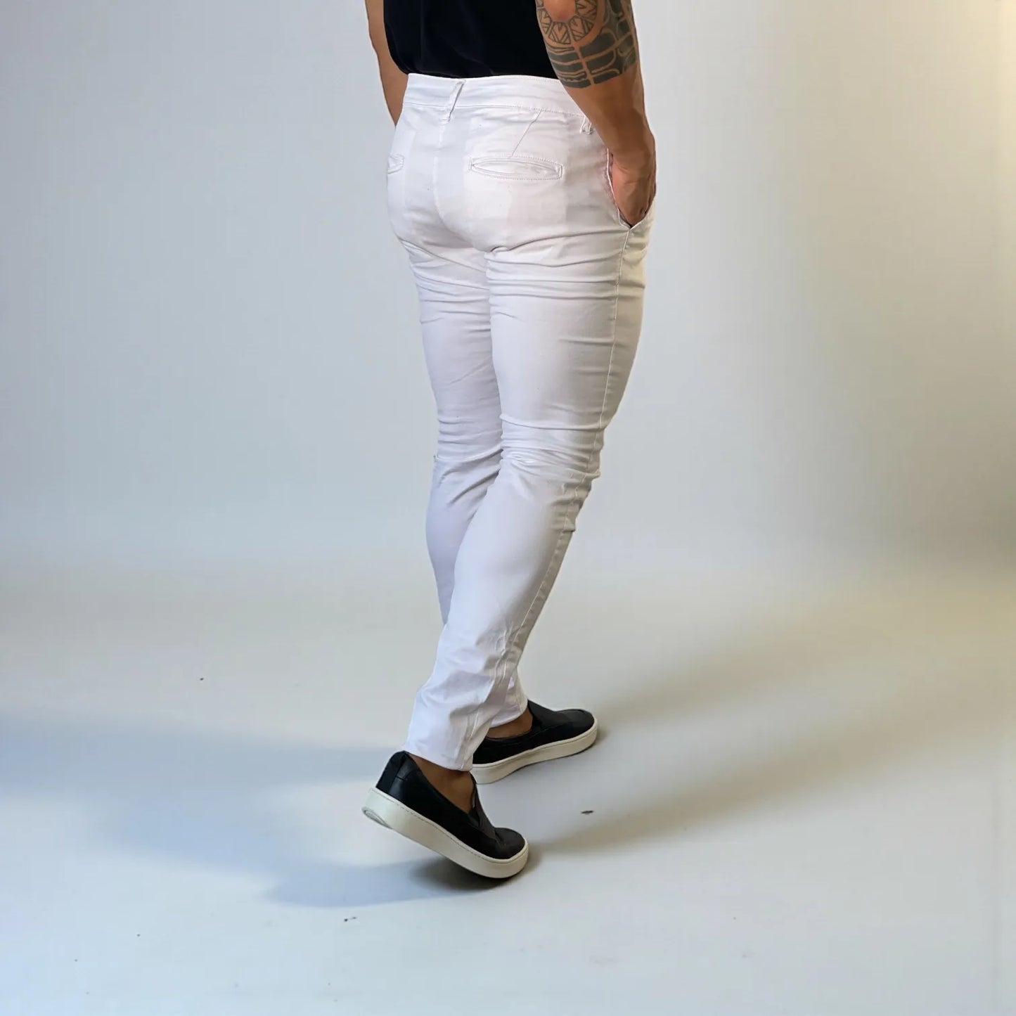 Calça Chino Masculina Milano Slim Branca - D’Grife