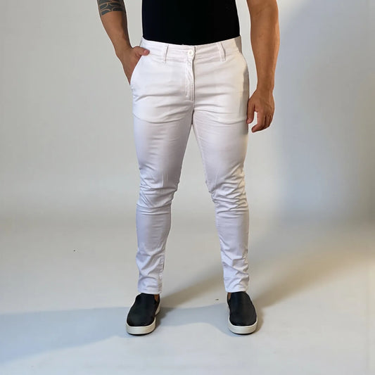 Calça Chino Masculina Milano Slim Branca - D’Grife