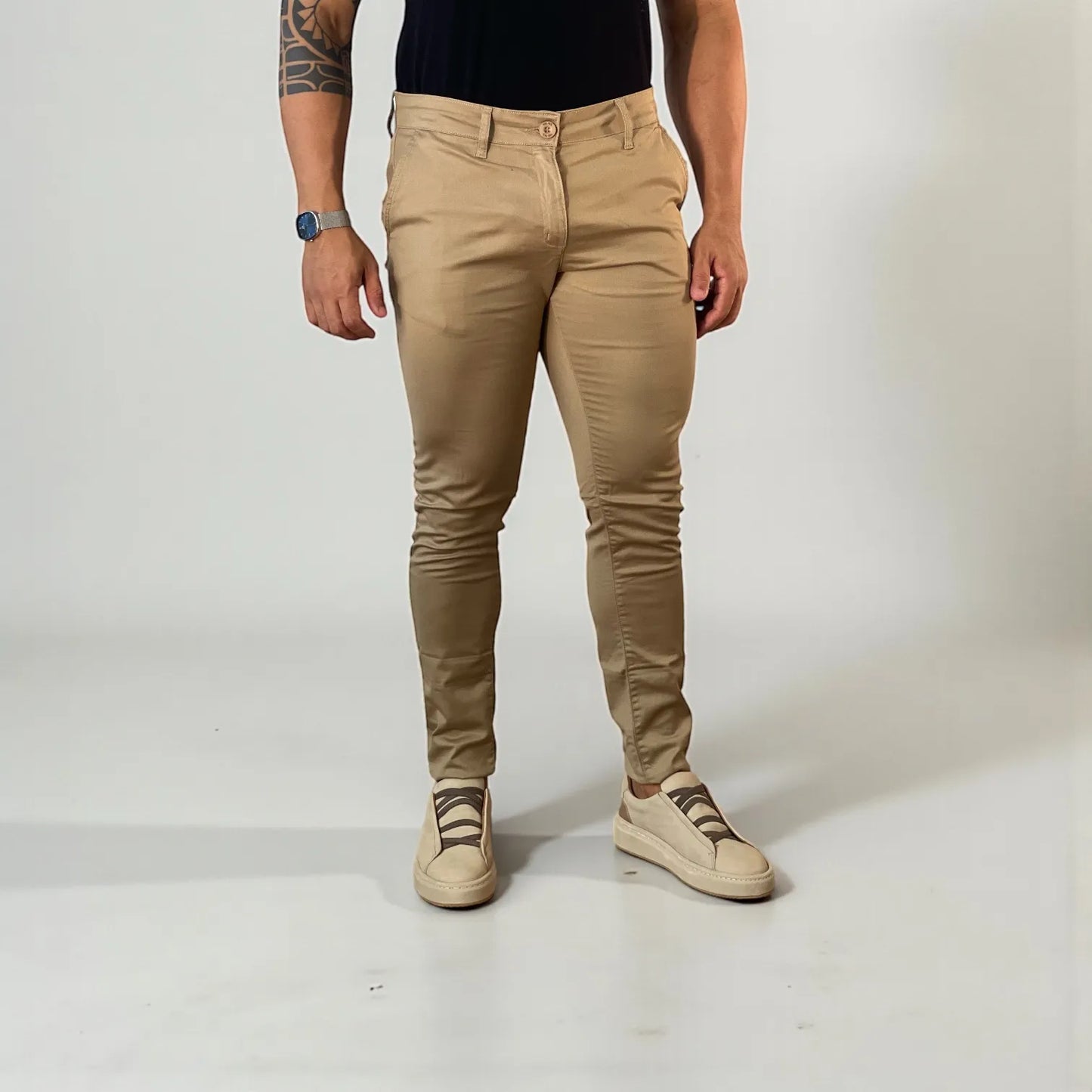 Calça Chino Masculina Milano Slim Camurça - D’Grife