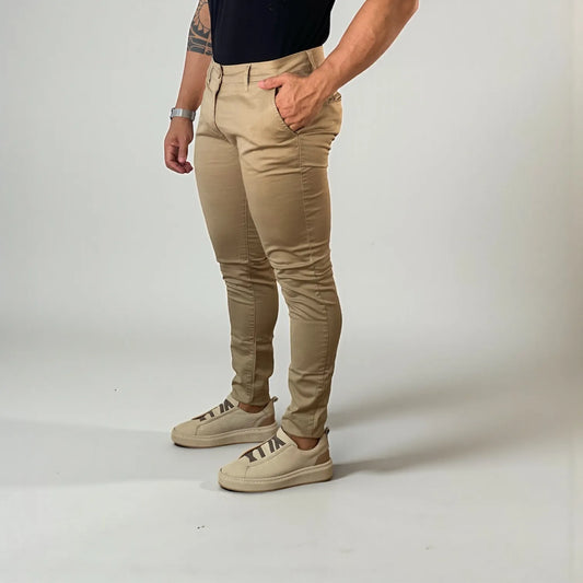 Calça Chino Masculina Milano Slim Camurça - D’Grife