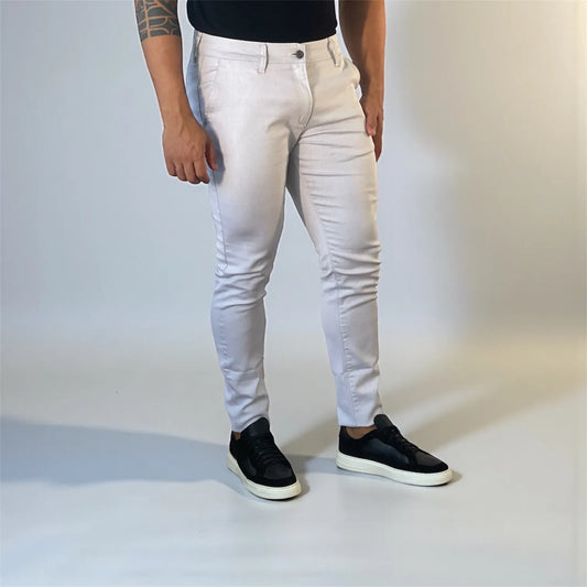 Calça Chino Masculina Milano Slim Cinza Mescla - D’Grife