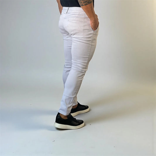 Calça Chino Masculina Milano Slim Cinza Mescla - D’Grife
