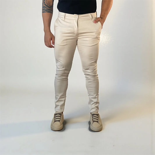 Calça Chino Masculina Milano Slim Areia - D’Grife