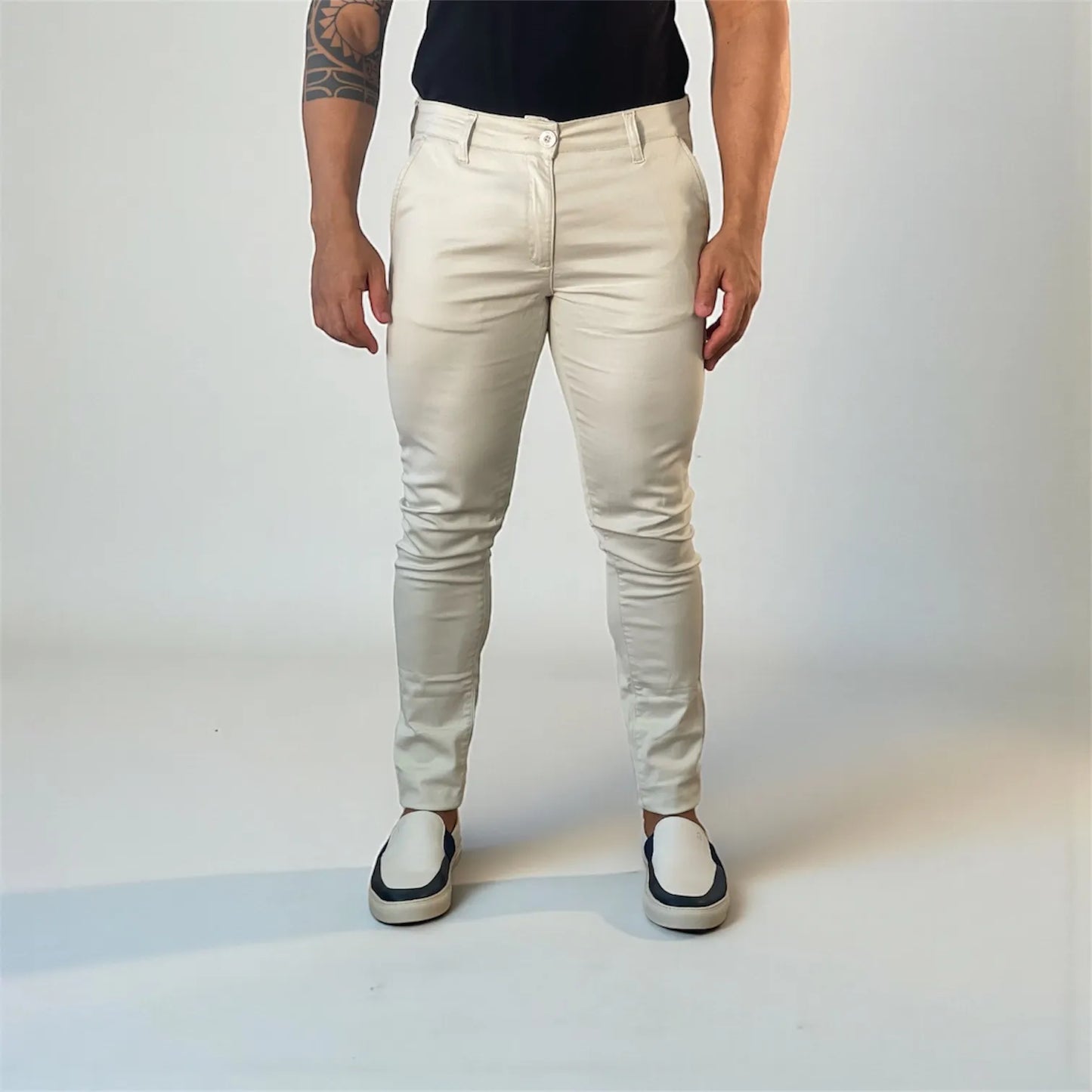 Calça Chino Masculina Milano Slim Gelo - D’Grife