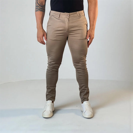 Calça Chino Masculina Milano Slim Khaki - D’Grife