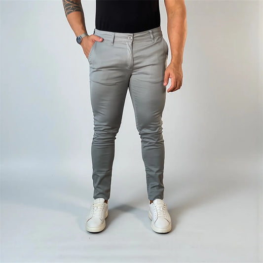 Calça Chino Masculina Milano Slim Cinza Brisk - D’Grife