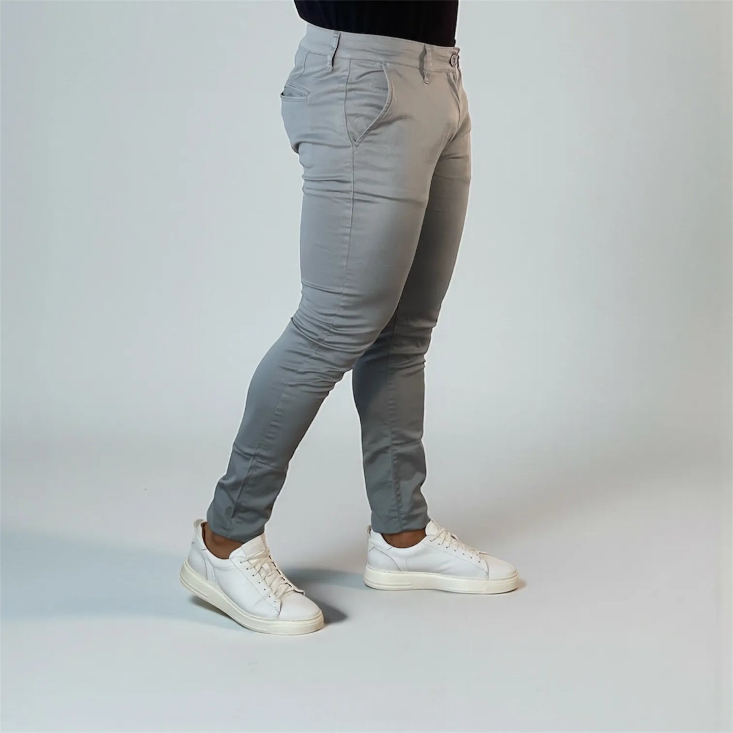 Calça Chino Masculina Milano Slim Cinza Brisk - D’Grife