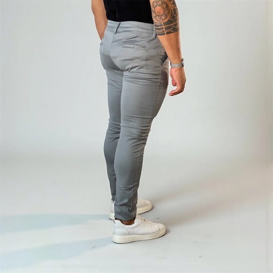 Calça Chino Masculina Milano Slim Cinza Brisk - D’Grife