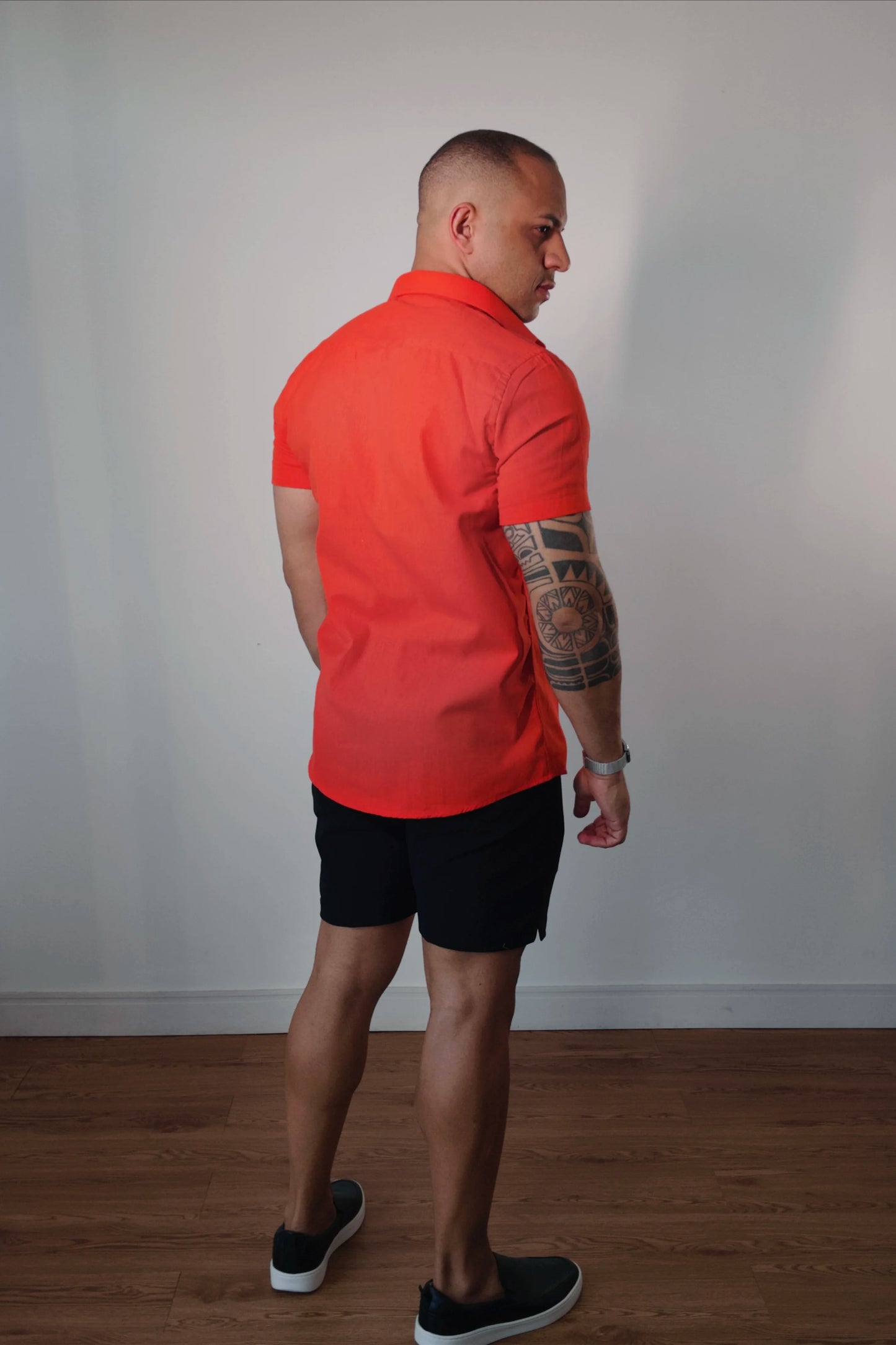 Camisa Manga Curta de Linho Essenza Riviera Coral Slim Fit