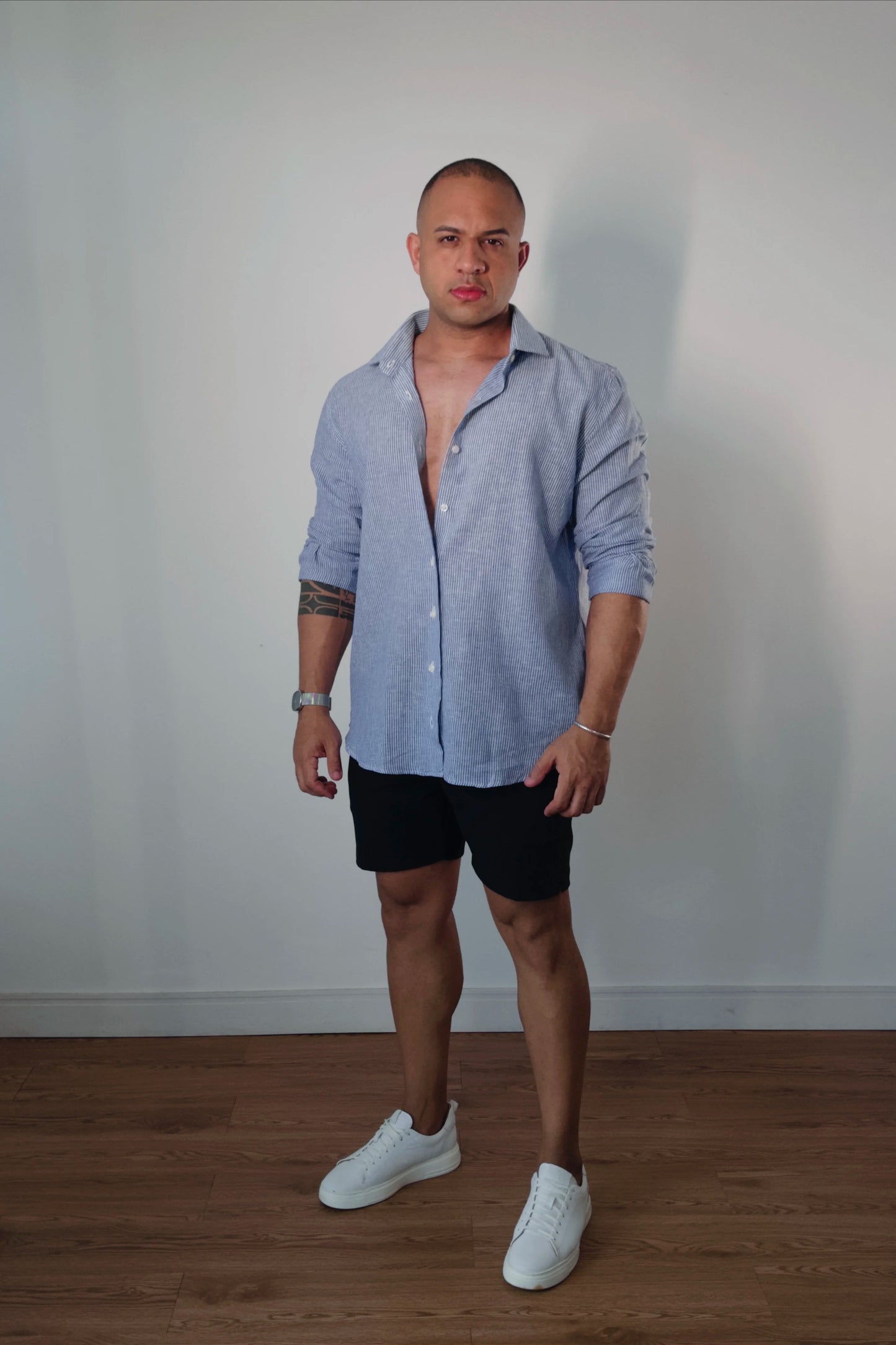 Camisa de Linho Manga Longa Essenza Santorini Listrada Slim Fit