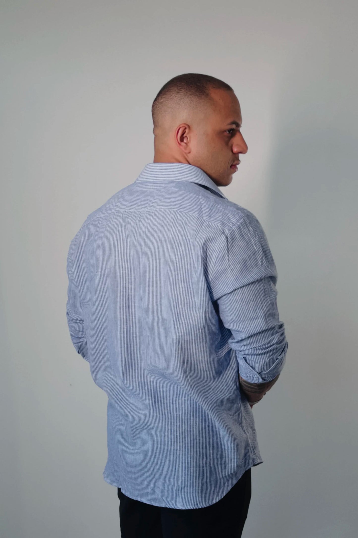 Camisa de Linho Manga Longa Essenza Santorini Listrada Slim Fit