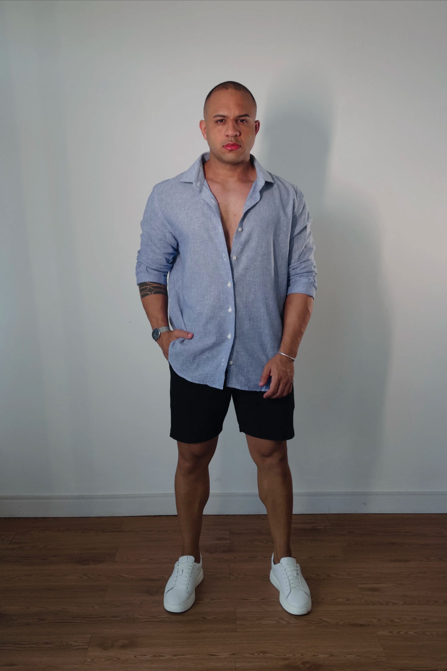 Camisa de Linho Manga Longa Essenza Santorini Listrada Slim Fit