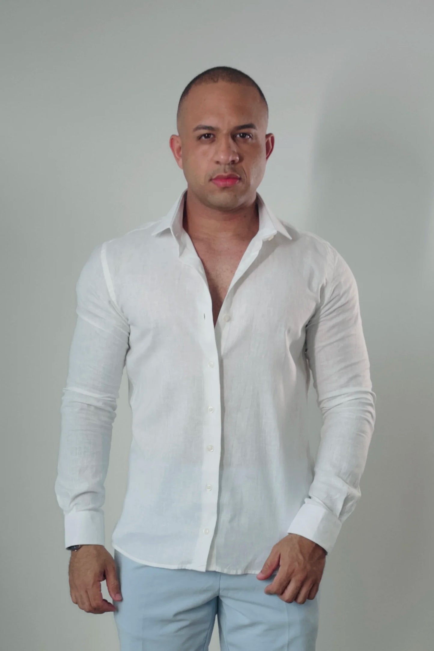 Camisa de Linho Manga Longa Essenza Santorini Branca Slim Fit