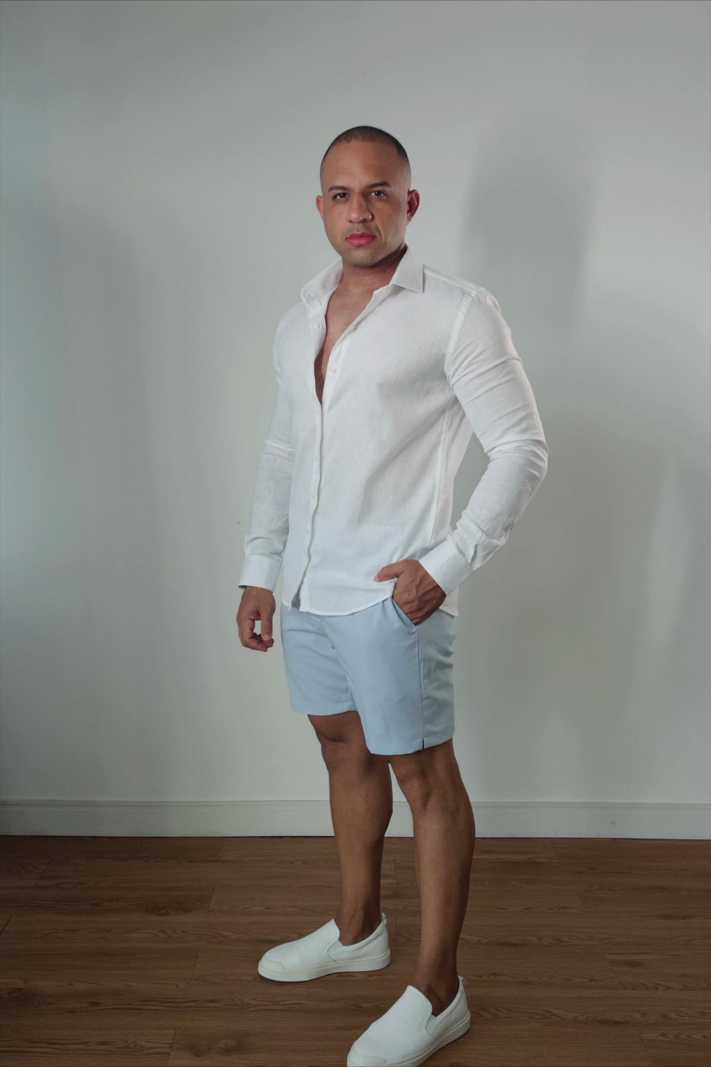 Camisa de Linho Manga Longa Essenza Santorini Branca Slim Fit