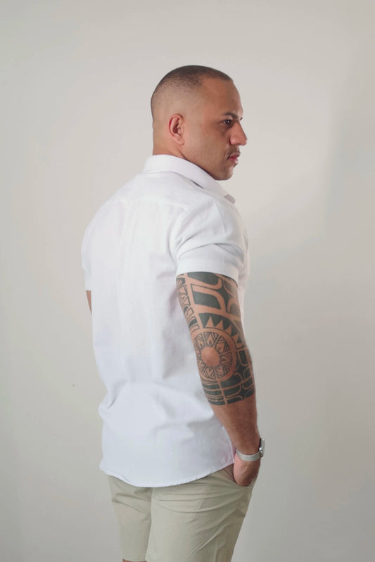 Camisa Manga Curta de Linho Essenza Riviera Branca Slim Fit