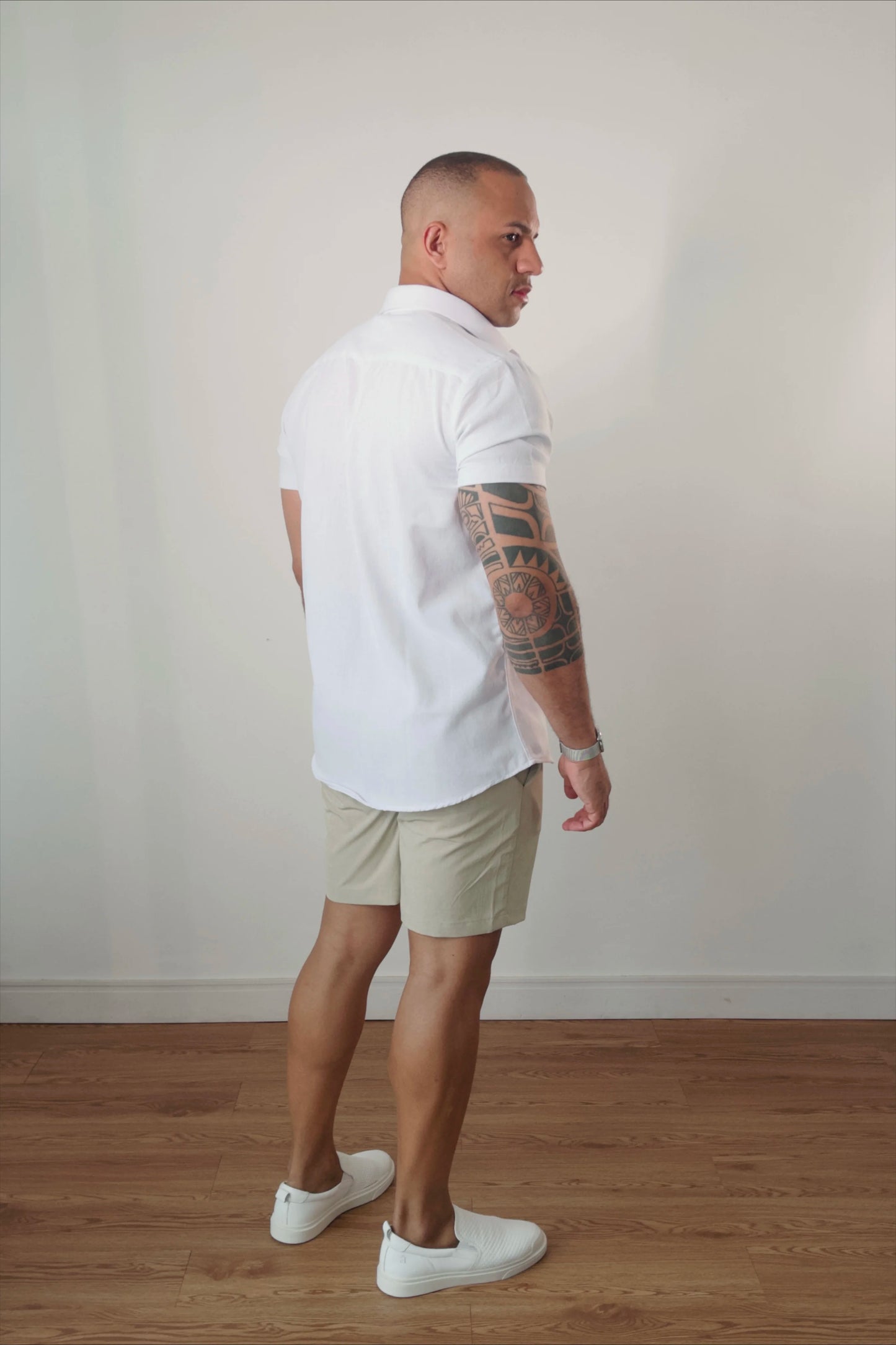 Camisa Manga Curta de Linho Essenza Riviera Branca Slim Fit