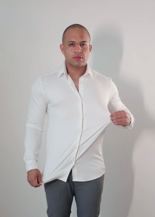 Camisa Masculina Travel Pack Branca Slim Fit  Premium